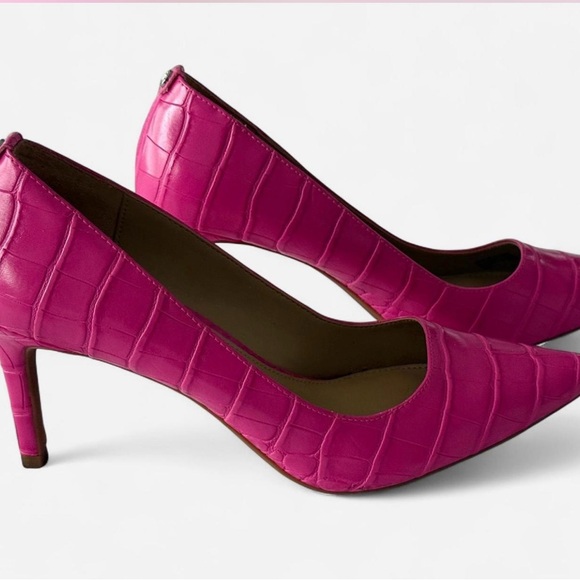 Michael Kors Pink Crocodile-Embossed Heels - Picture 1 of 6